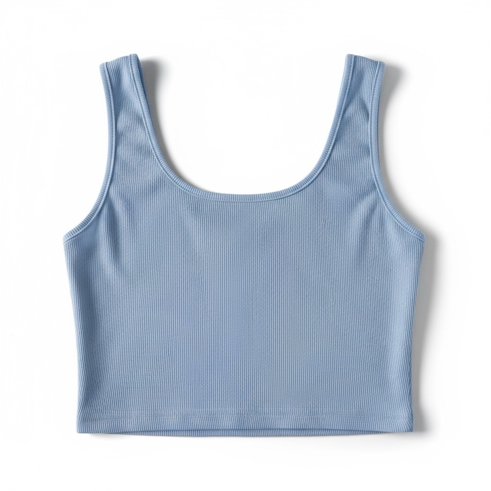 SHEIN Light Blue Ribbed Button-Front Bra - Picture 2 of 3